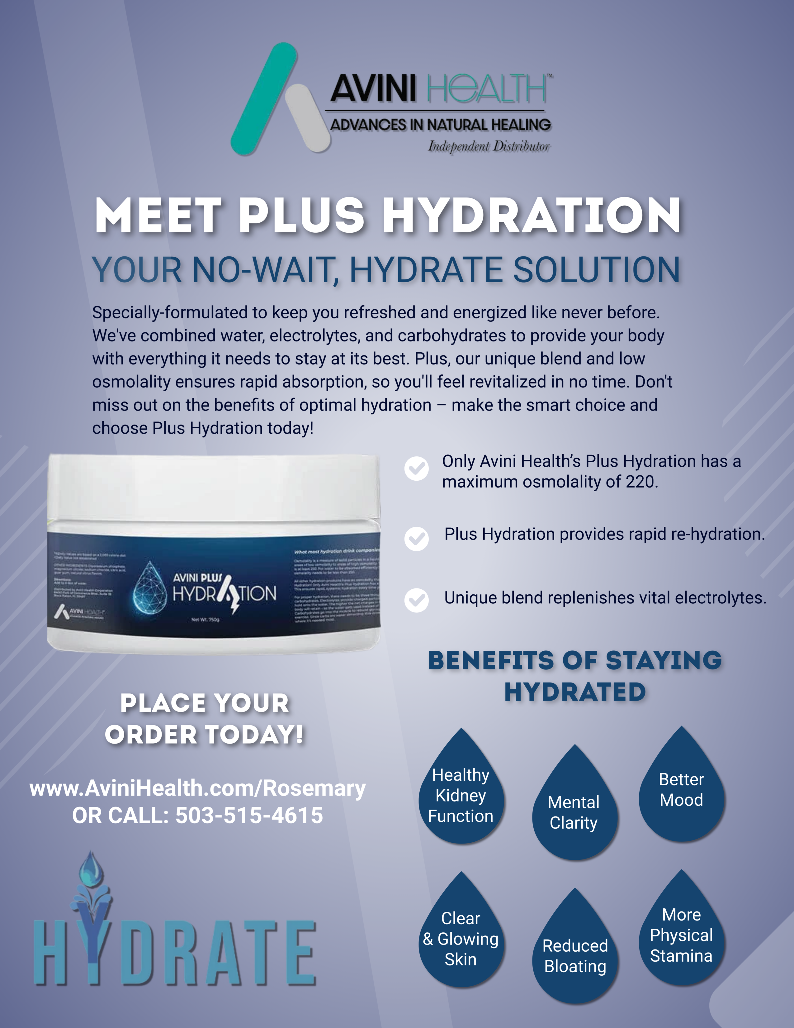 PlusHydrationRosemary avini health plus hydration